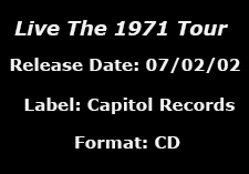 Live The 1971 Tour data
